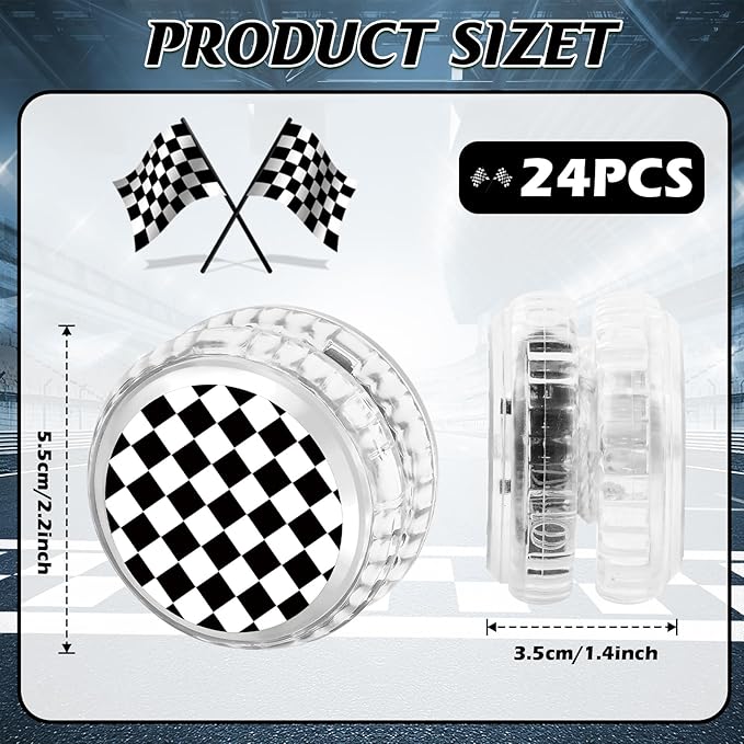 24 Pack Racing Car-Themed LED Light Up Yo Yo Balls Party Favors, Back to School Gifts, LED Lighted Yo Yo Bulk Toys for Boys Girls Birthday Classroom Rewards