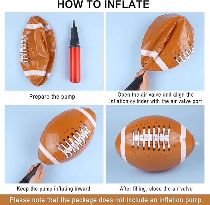 durony 12 Pieces Inflatable Football Beach Balls 11 Inch Blow Up Football Bouncing Sports Ball Bouncy Toy Favors for Sports Games, Birthday, Summer Pool Beach Party Decorations