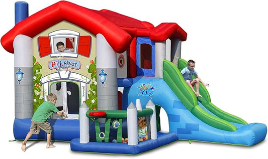 Action Air Bounce House, Bouncy Inflatable House with Blower, Jumping House for Kids with Foldable Sunroof, Love for Kids (No Balls)