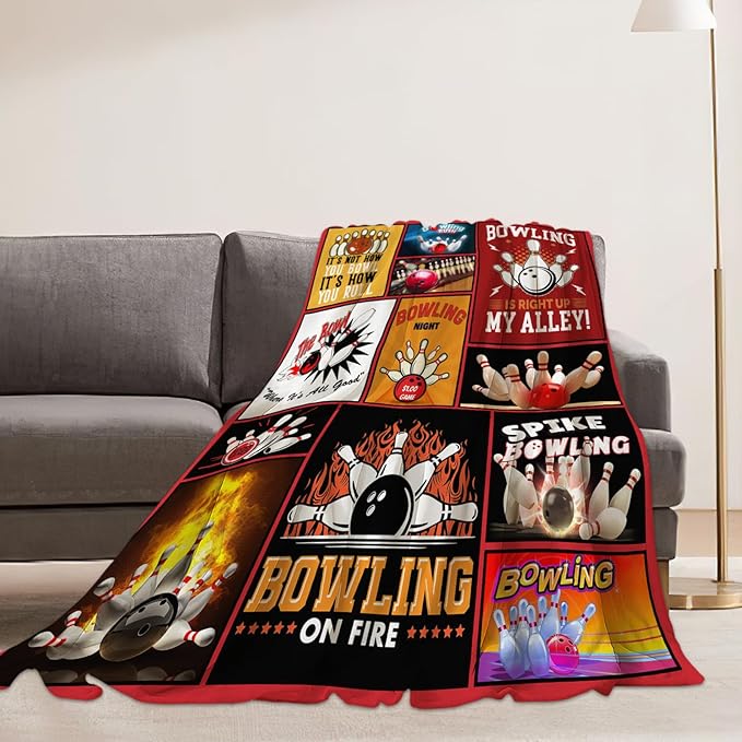 Bowling Blanket Bowling Sport Lover Throw Blankets Gifts for Girls Boys Kids Soft Cozy Fleece Plush for Couch Sofa Bed 80"x60"