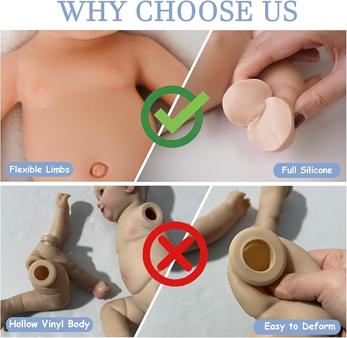 16.14 in Full Silicone Reborn Baby Dolls, 1:1 Lifelike Newborn Dolls Non Vinyl Realistic Reborn Toddler Dolls Boy Washable Sleeping Doll