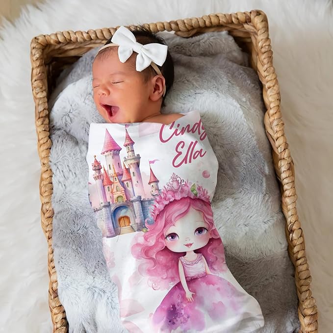 Zocoshi Personalized Princess Fairy Tale Blanket - Custom Name Gift for Kids, Magical Design, Cozy Keepsake, Perfect Birthday Baby Shower Present