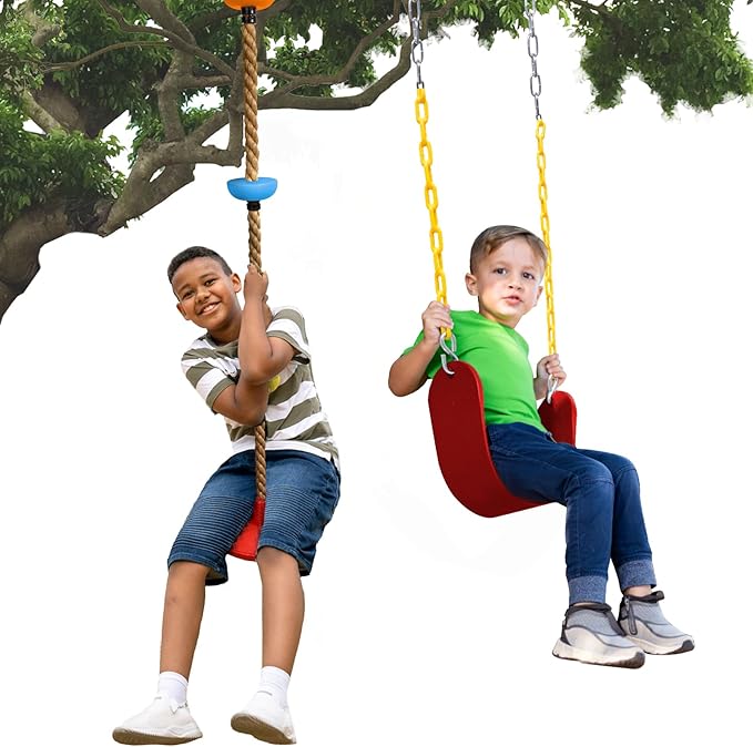 ZNCMRR Tree Swing Climbing Rope, Heavy Duty Swings Seat Replacement for Kids Disc Rope Climbing Swings Seat for Tree Indoor Outdoor Playground Swing Set Accessories(Red)
