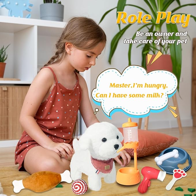 Puppy Toys for Kids, Toy Dogs That Walk and Bark, Walking Dog Toy for Kids with Leash, Interactive Stuffed Puppy with Remote Control, for Girls and Boys Aged 3-7 Year Old