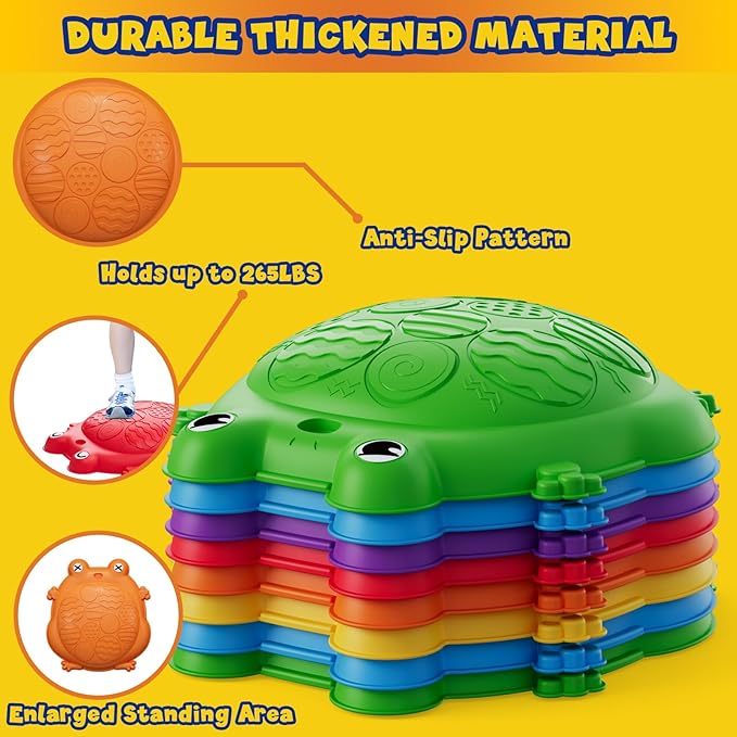 Stepping Stones for Kids, 8PCS Non-Slip Balance Steps Stones for Toddler 1-3, Obstacle Courses Sensory Toys, Coordination Game Gift for Boys Girls Indoor Outdoor Play Ages 3-5