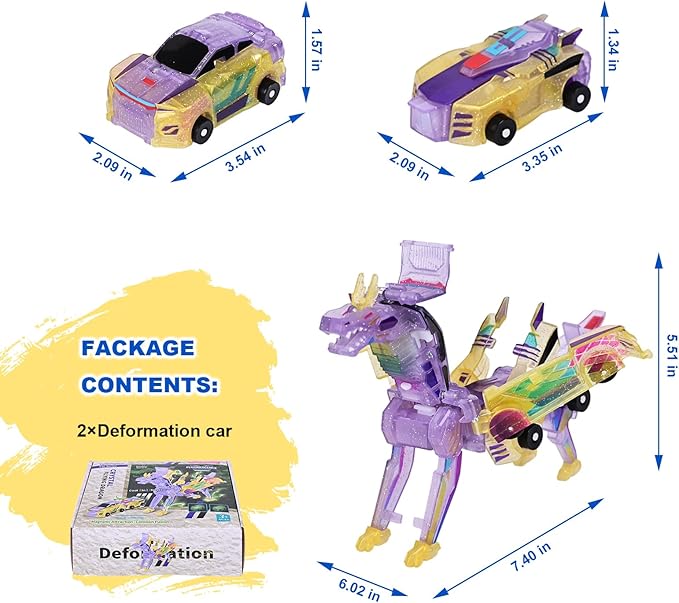 2-in-1 Collision Transformation Dinosaur Car Toy |Magnetic Cars Convertible Robot Toys|DinosaurToys for Kids 3-12 Ideal Christmas Birthday Gift for Boys and Girls (Yellow)