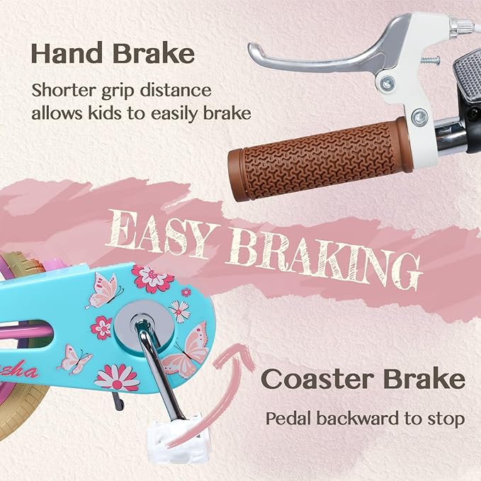 Glerc Sasha Girls Bike, 12-20 Inch Kids Bike for Children Ages 2-13 Years, Kids Bicycle with Doll-Seat & Basket & Training Wheels, Multiple Colors