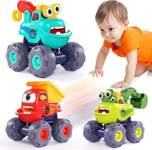 OCATO Monster Truck Toys for 1 2 3 Year Old Boy Birthday Gift, Outdoor Construction Toy Trucks Pull Back Cars for Toddlers 1-3, 1st Birthday Gifts 1 2 3 Year Old Boy Toys Baby Toddler Xmas Gifts Kids