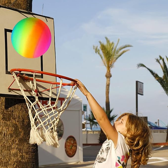 4 Pack Playground Ball, 8.5 Inch Rainbow Kickball for Kids Adults Indoor & Outdoor Dodgeball Handball Four Square Ball Schoolyard Game with Hand Pump