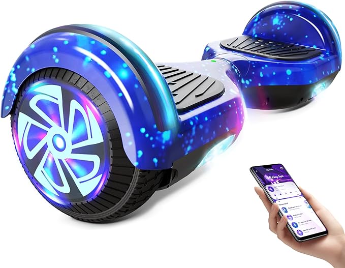 Scooter with Bluetooth Corlorful LED Lights, 6.5" Wheels, Dual 300W Motor Scooter for Kids Girls Boys Adults, All Ages