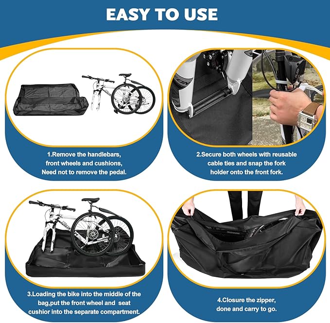 Bike Travel Bag,Heavy Duty 840D Transport Bicycle Storage Carry Bag with Strong Webbing,Portable Folding Cycling and Bicycle Bags Bike Suitcase Waterproof for Airplane Shipping