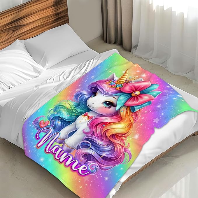 Unicorn Blankets Gift for Kids Daughter Granddaughter - 40x50 Inches Small Soft Fuzzy Cute Accessories Decor Personalized Throw Gifts for Travel Cars Office All Seasons