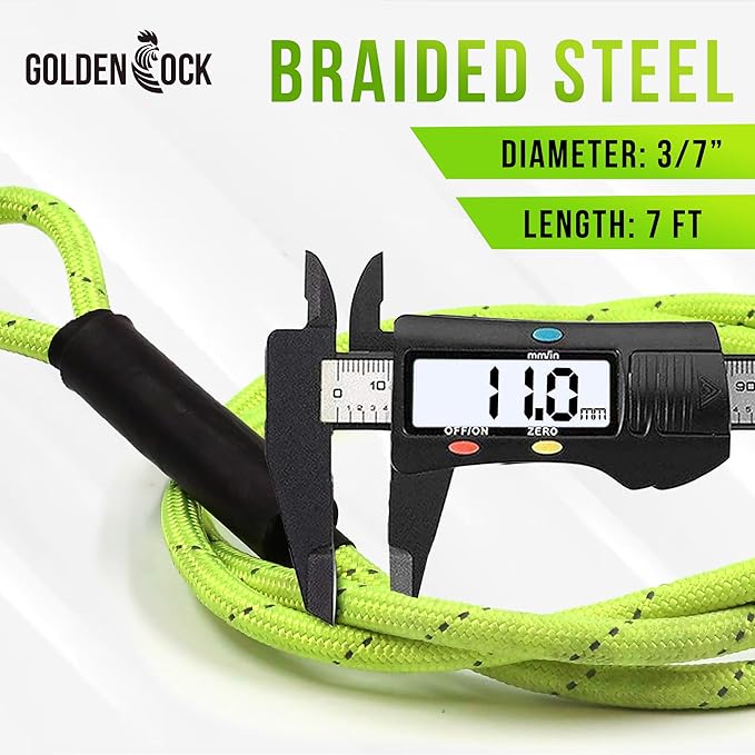 Big & Strong 7/16" Steel Security Cable Lock (7FT/13FT) with Looped Ends Anti-Theft for High-Value Assets, Protection of Motorcycles, Generators, Jobsite Tools, Grills & More