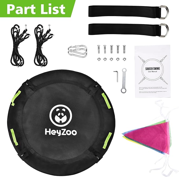 Tree Swing, Saucer Flying Swing 40 Inch for Kids, 900lbs Weight Capacity, with Adjustable Hanging Straps, Swing Sets for Backyard, for Indoor and Outdoor Playground, Black