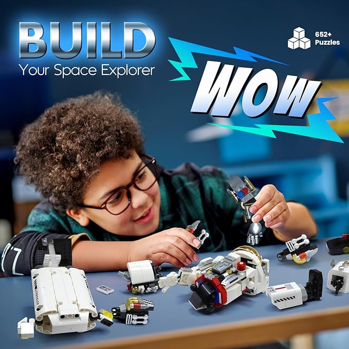 Space Astronaut Building Blocks Set for Adults and Kids, STEM Space Exploration Toy, Astronaut Model, Creative Spaceman Construction Kit, Ideal Christmas and Birthday Gift for Boys and Girls-652pcs