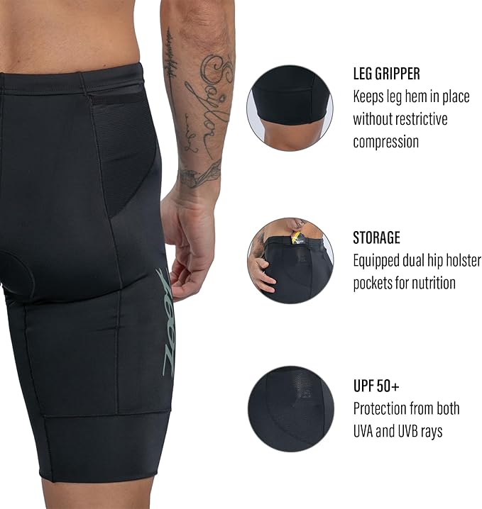 Zoot Men’s Core 9-Inch Tri Shorts, Quick Dry Performance Triathlon Shorts with Cycling Chamois Pad, Pockets & UPF 50+ Fabric