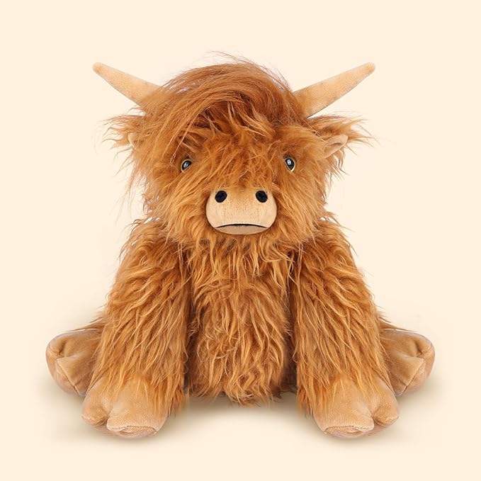 2Pcs Heatable & Coolable Highland Cow Stuffed Animal Plushie, Microwavable Heating Pad for Soothing & Relaxation, Lavender Scented Cattle Plush Toys for Stress Relief, Stuffed Cow Gifts