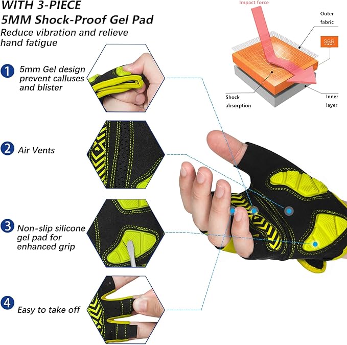 MOREOK Cycling Gloves Bike Gloves for Men/Women-[5MM Gel Pad] Half Finger Bicycle Biking Gloves for Cycling/Weight Lifting/Gym/Motorcycle/Outdoor Sports