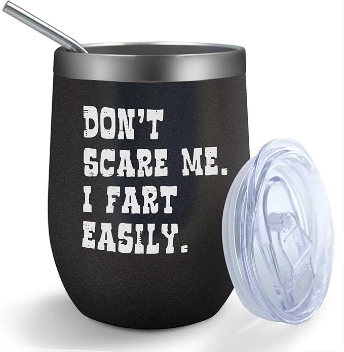 Dont Scare Me I Fart Easily Saying Joke Kids 12 Oz Sippy Coffee Cup Awesome With Straw And Lid Gifts Men