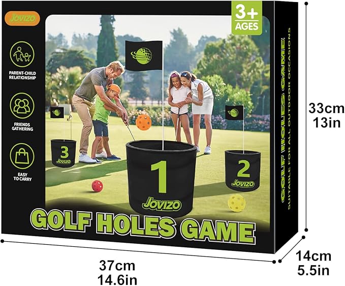 Bucket Golf Chipping Game with 1 Club & 6 Holes, Portable Golf Set for Adults Kids, Outdoor Indoor Sports Practice Toy Gift for Family Play Yard, Backyard, Lawn, Beach