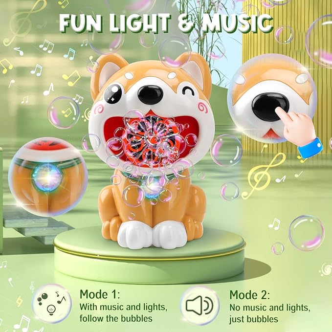 Dog Bubble Machine Toys for Kids 3-8 Years Old: Bubble Blower Maker with 2 Solutions, Light & Music Outdoor Party Toy, Birthday Gift for 3 4 5 6 7 8 Year Old Girls Boys
