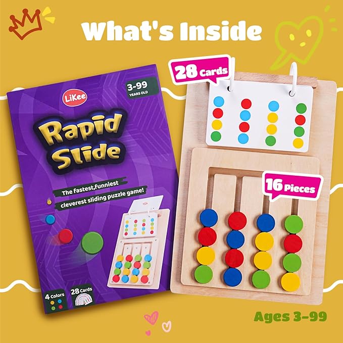 LiKee Slide Puzzle Color Sorting Matching Toys, Airplane Car Travel Busy Board for Toddler No-Lose-Parts and Portable, Montessori Wooden Educational Toys Board Games for Kids Boys Girls 3+ Years Old