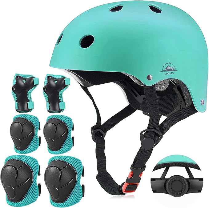 Kids Bike Helmet Set, CPSC Certified with Knee Pads Elbow Pads Wrist Guards,Adjustable Helmet for Ages 3-5-8-15 Toddler Kids&Youth,Bicycle Skateboarding…
