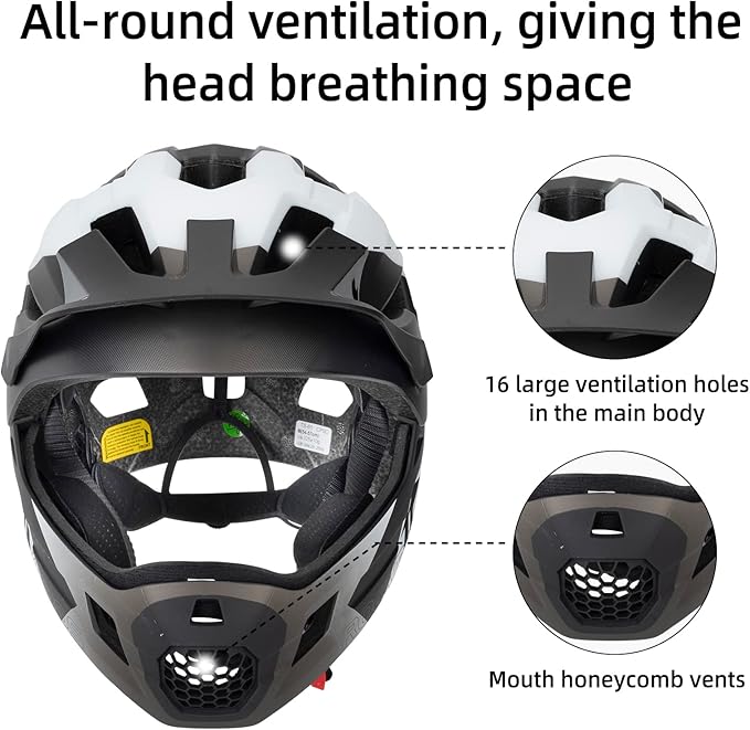 ROCKBROS Kids Bike Helmet Adjustable Detachable Full Face Bike Helmet for Children Bicycle, Skateboard, Scooter, Protective Gear