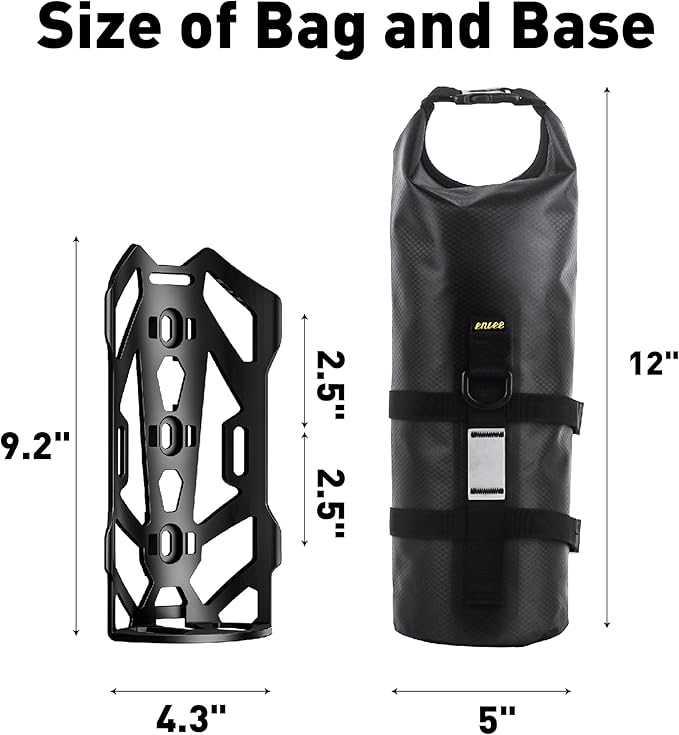 2 Pack Front Fork Bags, Mountain/Road Bike Waterproof Roll Top Design, 5L Capacity, Sporty Casual Style