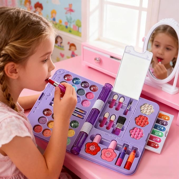 Kids Makeup Set for Girl, Washable Little Girls Princess Make Up Toys for 4 5 6 7 8 9 10 11 12 Year Old Girl Christmas & Birthday Gift