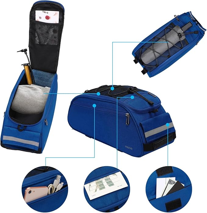 MOSISO Bike Rack Bag, Waterproof Bicycle Trunk Pannier Rear Seat Pouch Cycling Bike Carrier Backseat Storage Luggage Saddle Shoulder Bag