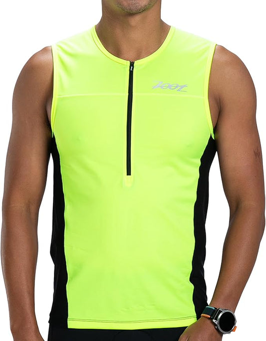 Zoot Men’s Core Tri Tank, Performance Triathlon Race Tank Top, UPF 50+ Fabric, Rear Pockets, Mesh Panels, & Cam Lock Zipper