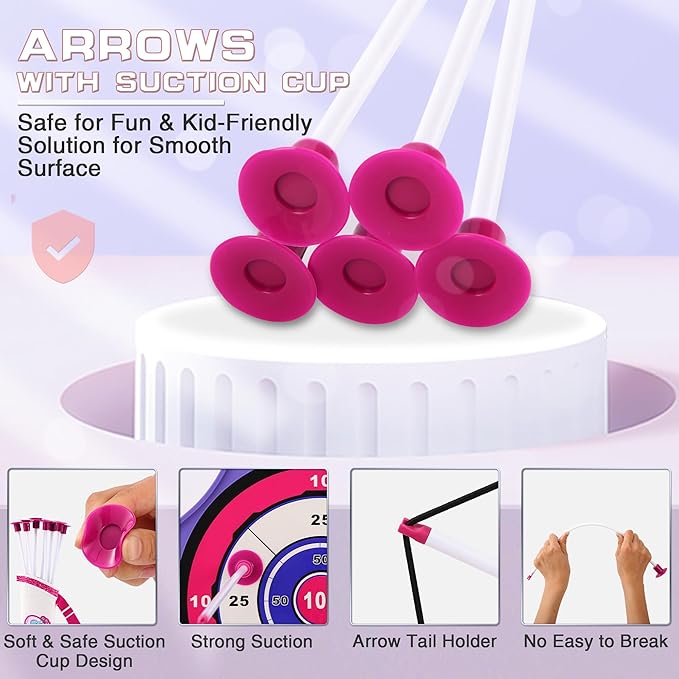 Bow and Arrow Set Girl Toys: 2 Pack LED Light Up Archery Set with 20 Suction Cup Arrows, Birthday Gift for Girls 5 6 7 8 9 10 11 12 Year Old, Outdoor Activities Toys Essentials for Kids Age 4-8 8-12