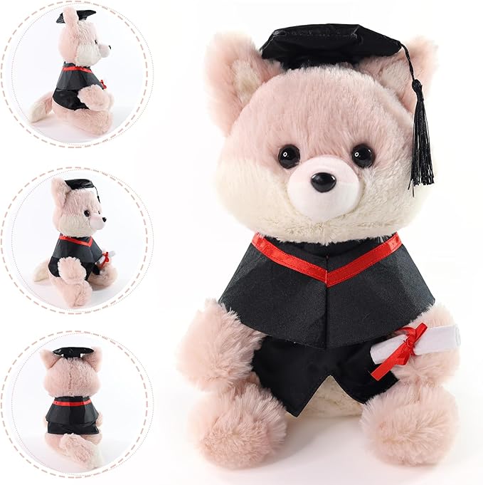Graduation Gifts Fox Stuffed Animal - 10" Cute Fox Plush Toy with Graduation Cap, Gown & Diploma, Inspirational Keepsake for Elementary, High School & College Graduates