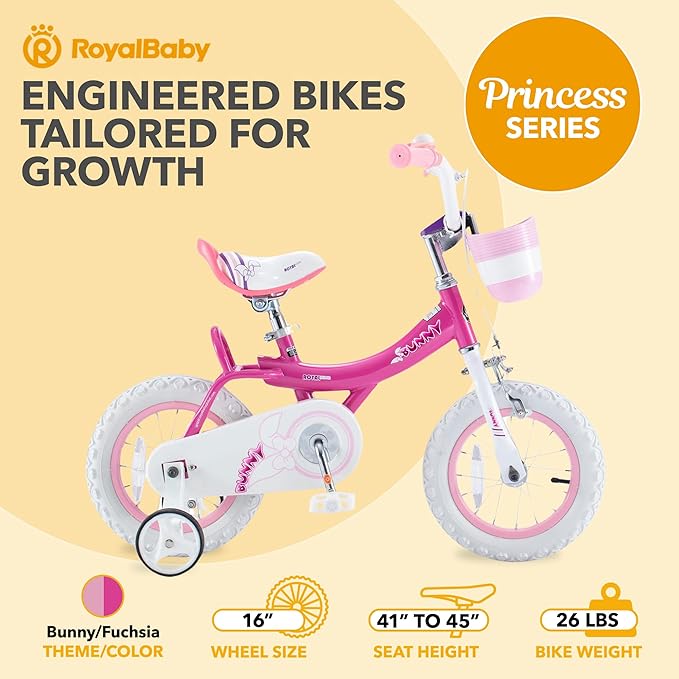 Royalbaby Princess Girls Kids Bike 12 14 16 18 20 Inch Children Bicycle with Basket for Age 3-12 Years