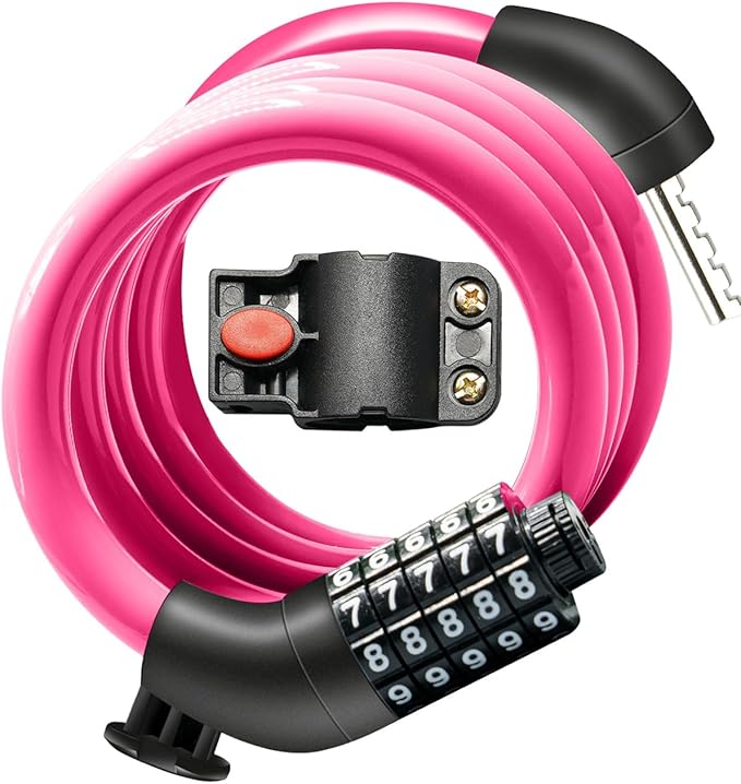 Bike Lock Cable with Combination,High Security 5-Digit Resettable Combination Bicycle Lock Anti-Theft, with Mounting Bracket for Bikes and Scooters