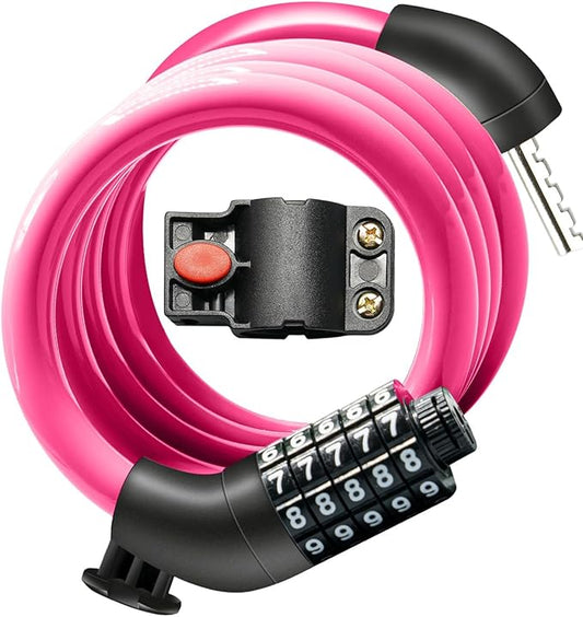 Bike Lock Cable with Combination,High Security 5-Digit Resettable Combination Bicycle Lock Anti-Theft, with Mounting Bracket for Bikes and Scooters