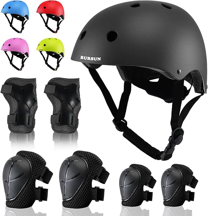 Kids Bike Helmet Set, Adjustable Toddler Helmet for Ages 2-8 Kids with Knee, Elbow & Wrist Pads | Multi-Sport Helmet for Skateboard Cycling Scooter Rollerblading