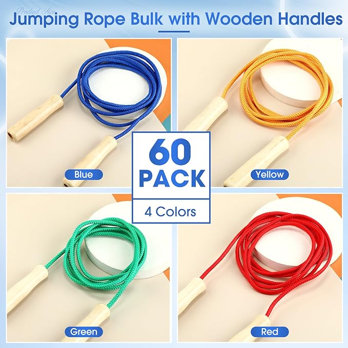8.53 Ft Jump Ropes for Kids Adults Adjustable Cotton Skipping Rope with Wooden Handle for Multiplayer Double Dutch Jump Rope Exercise Outdoor Fun School Sport Game Gift