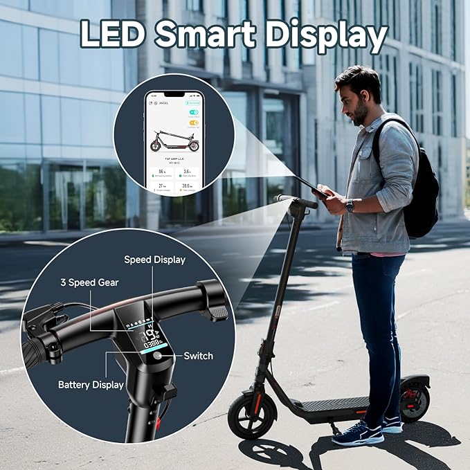 TST Electric Scooter for Adult, Up to 19 MPH and 20 Miles Long Range E Scooter, 8.5"/10" Solid and Pneumatic Tire, Portable Folding EScooter with Dual Brakes, Commuting Escooter App Control