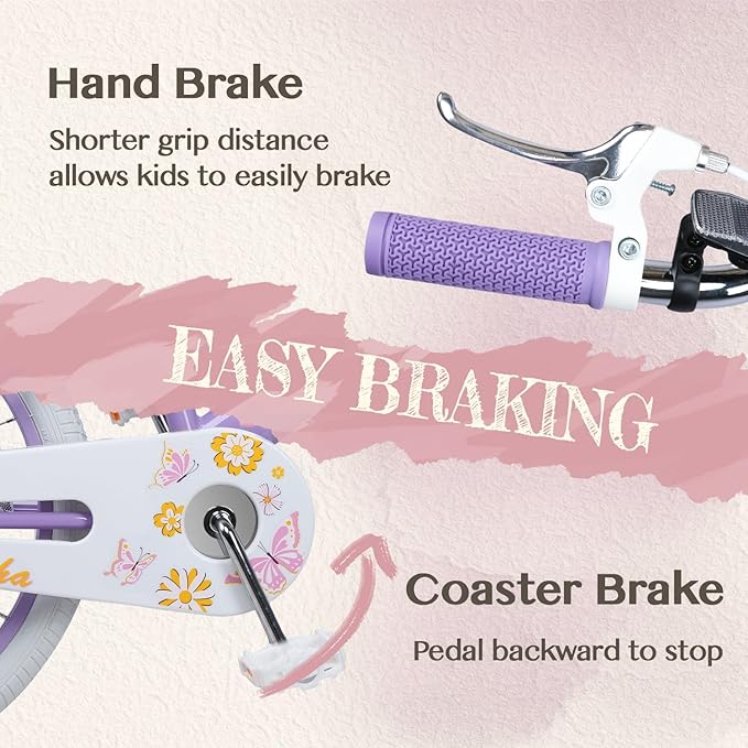 Glerc Sasha Girls Bike, 12-20 Inch Kids Bike for Children Ages 2-13 Years, Kids Bicycle with Doll-Seat & Basket & Training Wheels, Multiple Colors