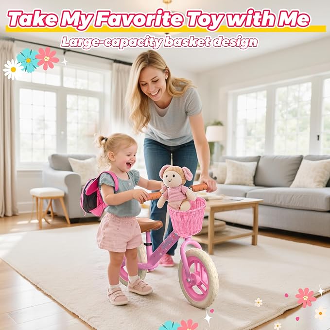 Toddler Balance Bike for 2-5 Year Old,Kids Balance Bike with Fender,Kids Bicycle for 2 3 4 5 Years Old Boy Girl Birthday Christmas Toy Gift,Adjustable Seat/Handlebar,Flat-Free LED Tires,10Min Assembly