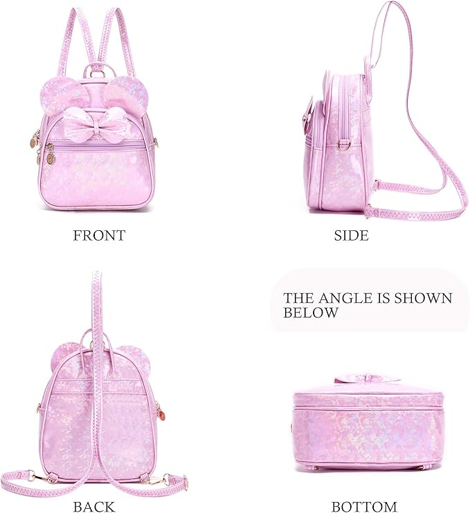 KL928 Girls Mini Backpack Bowknot Polka Dot Cute Small Daypacks Convertible Shoulder Bag Purse for Women