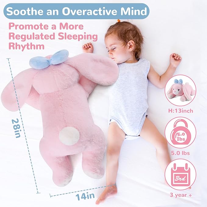 meowtastic Easter Bunny Weighted Stuffed Animals - Easter Rabbit Stuffed Animals, Large Bunny Weighted Plush Pillow - Cute Plush Toys Gifts for Kids & Adults (28" 5.0 lbs)