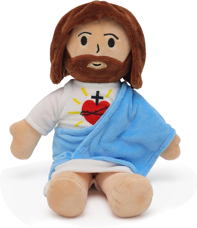 13" Jesus Plush Toy Heart of Jesus Plushie Savior Stuffed Doll for Church Sunday School Religious Easter Gift for Children Kids