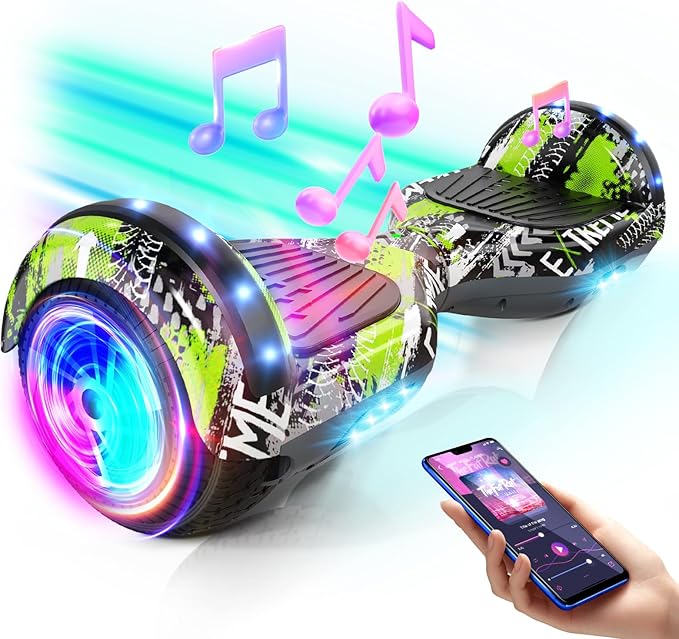 Scooter with Seat Attachment for Kids Adults, 6.5'' 8.5''Balancing Scooter with Bluetooth Speakers & Colorful LED Light with Kart