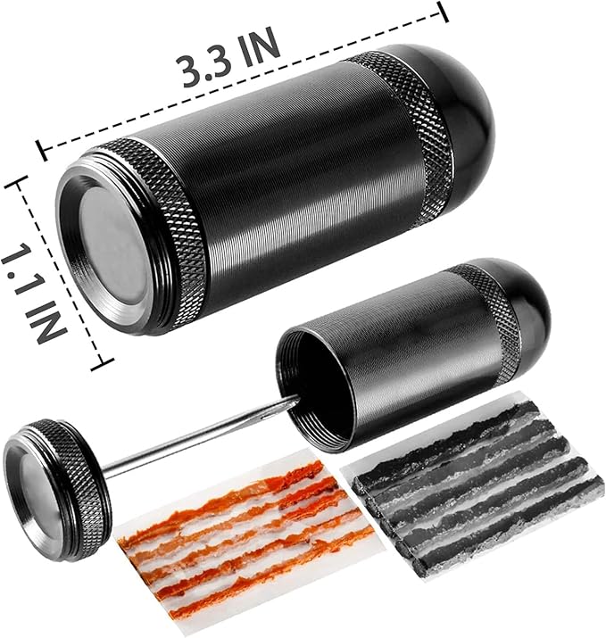 ATEN Tubeless Bike Tire Repair Kit for MTB and Road Bicycle Tires, Fix a Puncture or Flat, Includes Plugger Tool and Plugs - 5 Bacon and 5 Black Strips