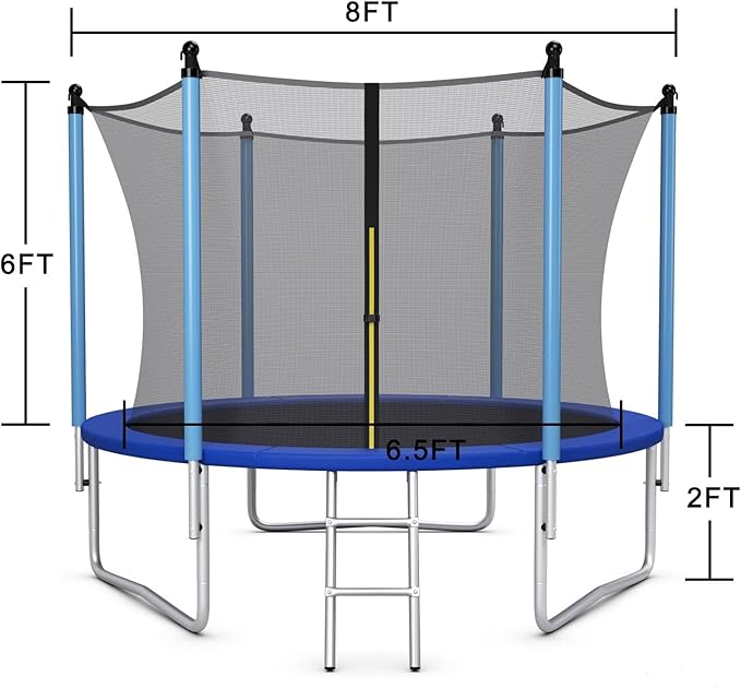 Giantex Trampoline for Kids Adults, ASTM Approved 8 10 12 14 15 16Ft Big Trampoline with Ladder, Thickness Steel Pipes Wear-Resistant All Weather Outdoor Large Recreational Trampoline with Net