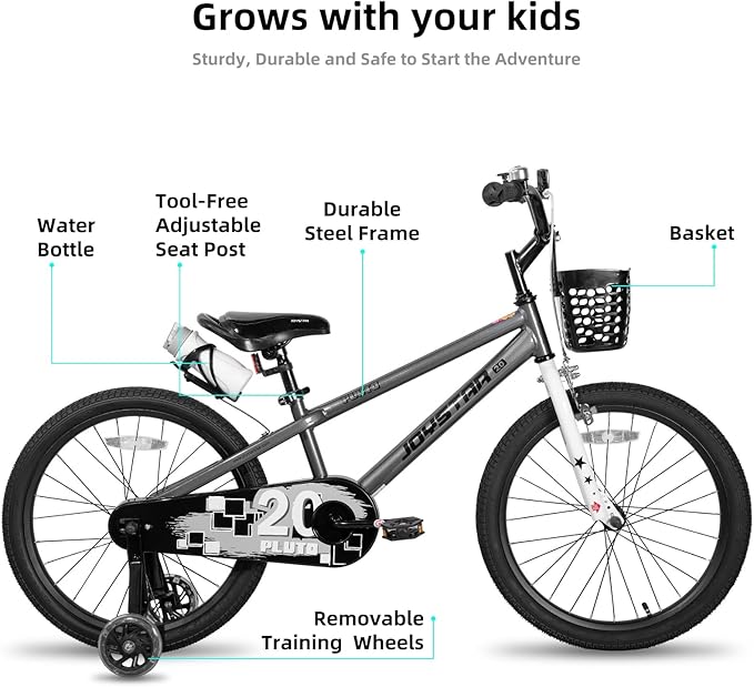 JOYSTAR Pluto 12 14 16 18 20 Inch Kids Bike with Light Up Training Wheels, Kids' Bicycle for Boys Girls Age 3-12 Years, Children Bikes, Multiple Colors