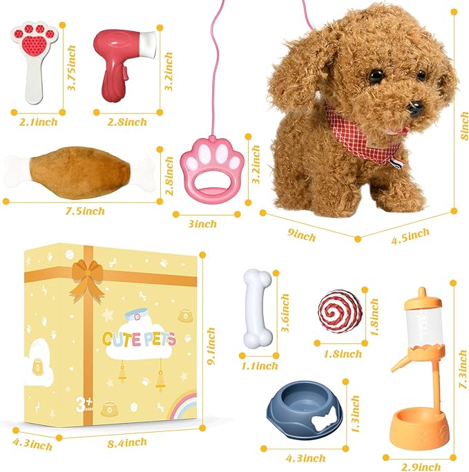 Puppy Toys for Kids, Toy Dogs That Walk and Bark, Walking Dog Toy for Kids with Leash, Interactive Stuffed Puppy with Remote Control, for Girls and Boys Aged 3-7 Year Old